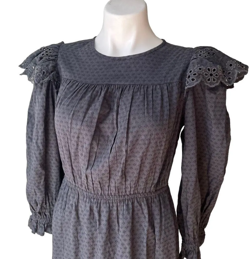 NWT, Universal Thread Ruffle Long Sleeve Ruffle Dress Dark Gray, Sz XS - Image 7