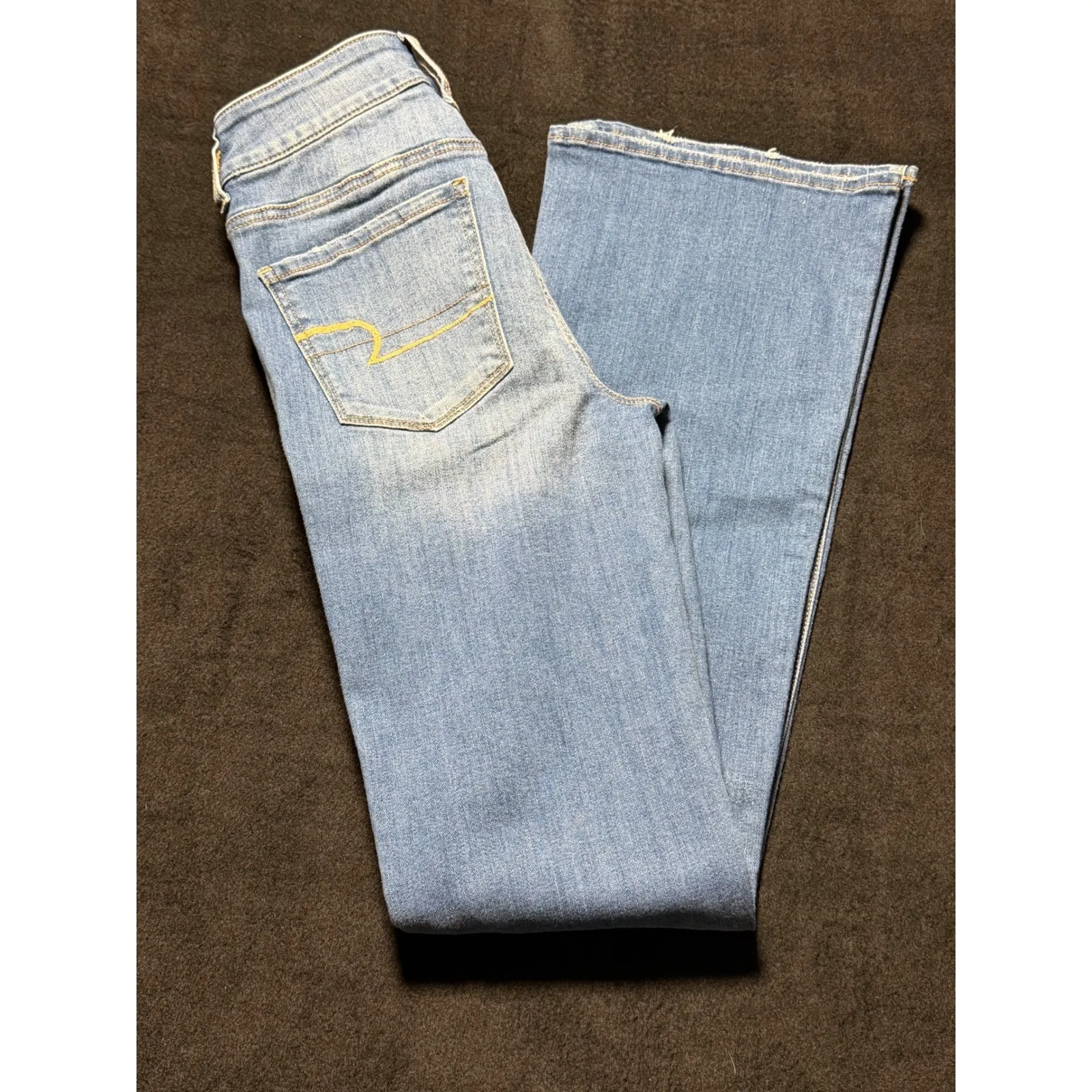 American Eagle Outfitters Women's Size 4 Long Super Stretch Flare Jeans Ripped - Image 9