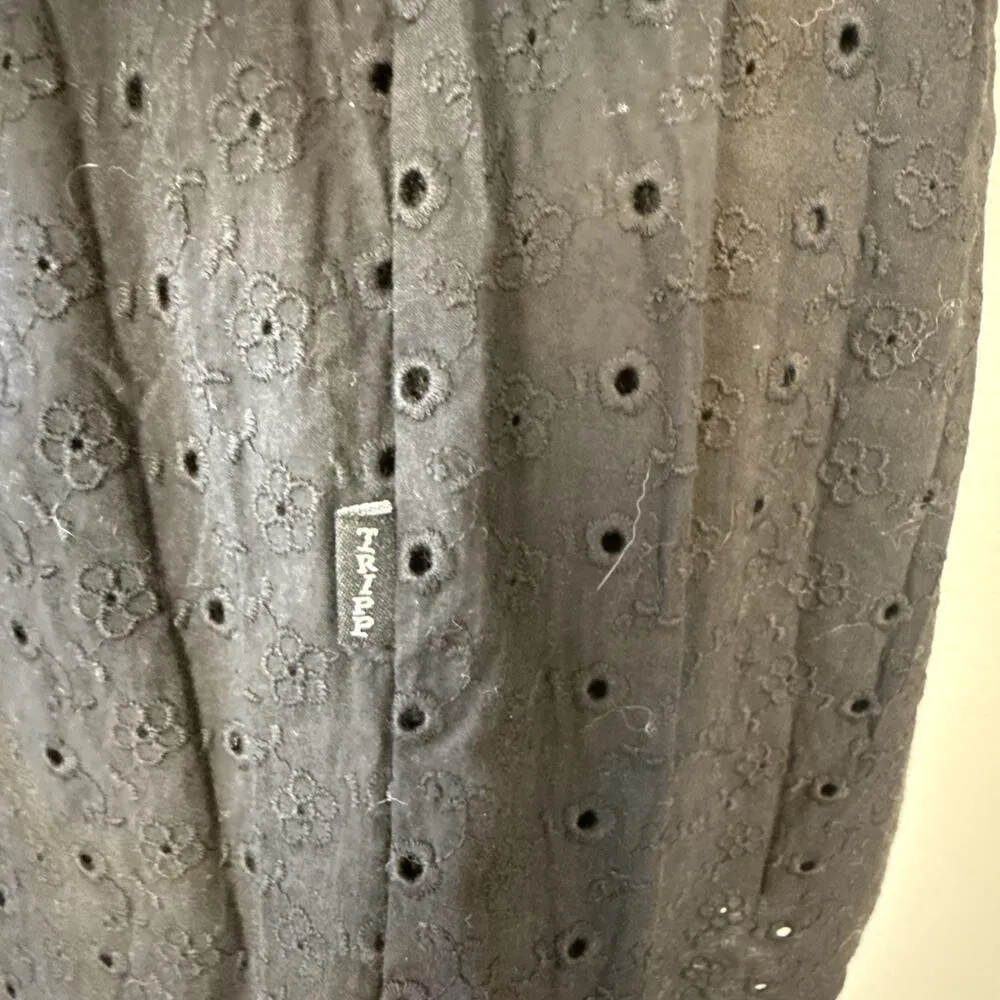 Tripp New York Womens Black Eyelet Lace Babydoll Dress Size XS Goth Whimsygoth - Image 8