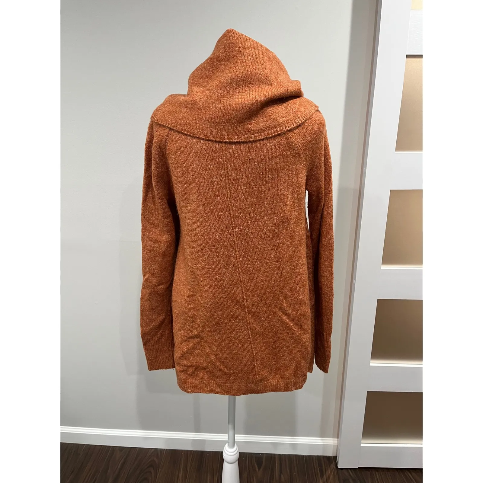 Jessica Simpson Cowl Neck Sweater Orange Heathered Knit Women's XS Alpaca Blend - Image 3