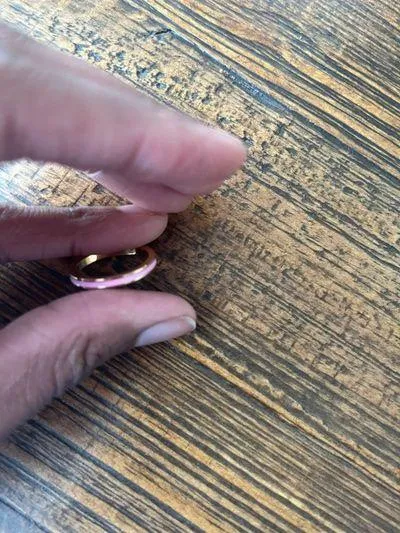 Rose Pink Enamel Band Ring - Image 3