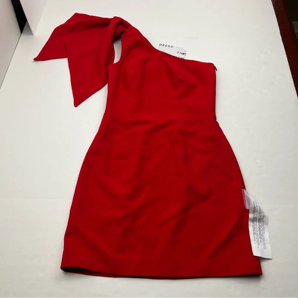 Dress the‎ Population Tiff One Shoulder Mini Dress Womens SZ Small Rouge Red NEW - Image 12