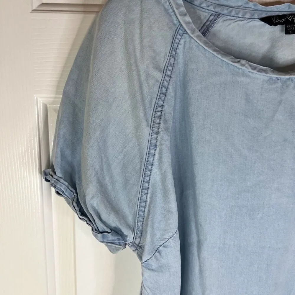 Velvet Heart Womens High Low Chambray Soft Distressed Top Size Large Boho Casual - Image 6