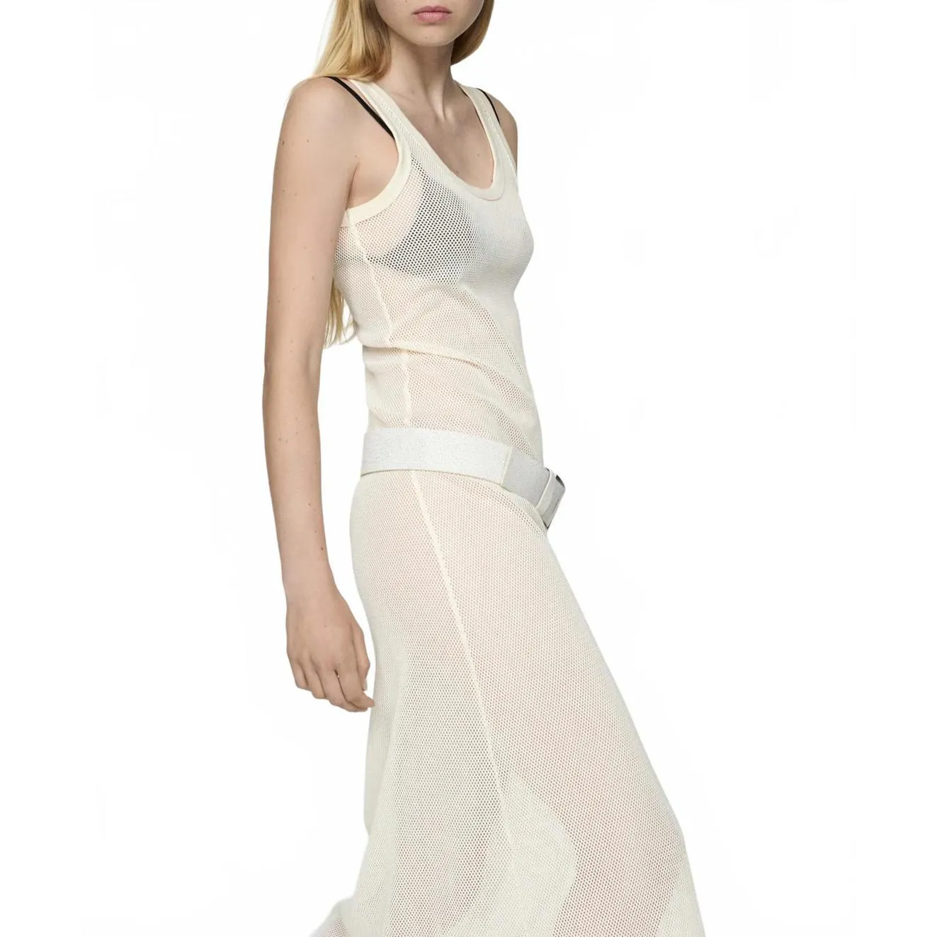 Mango Cotton Blend Knitted Dress with Lace Pattern Ecru Beige NWT Size 8/Large - Image 7