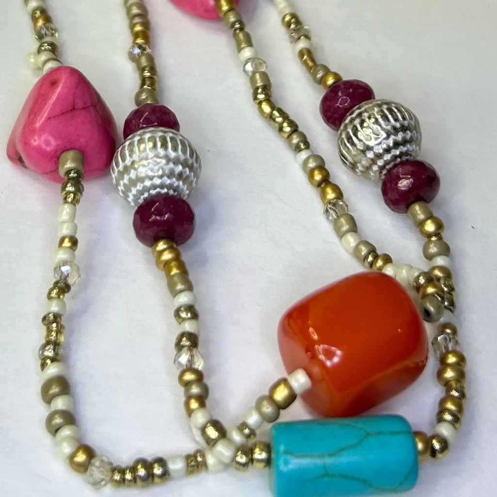 Chico’s Double Stranded Multi-Color Necklace Like New Lobster Clasp - Image 5