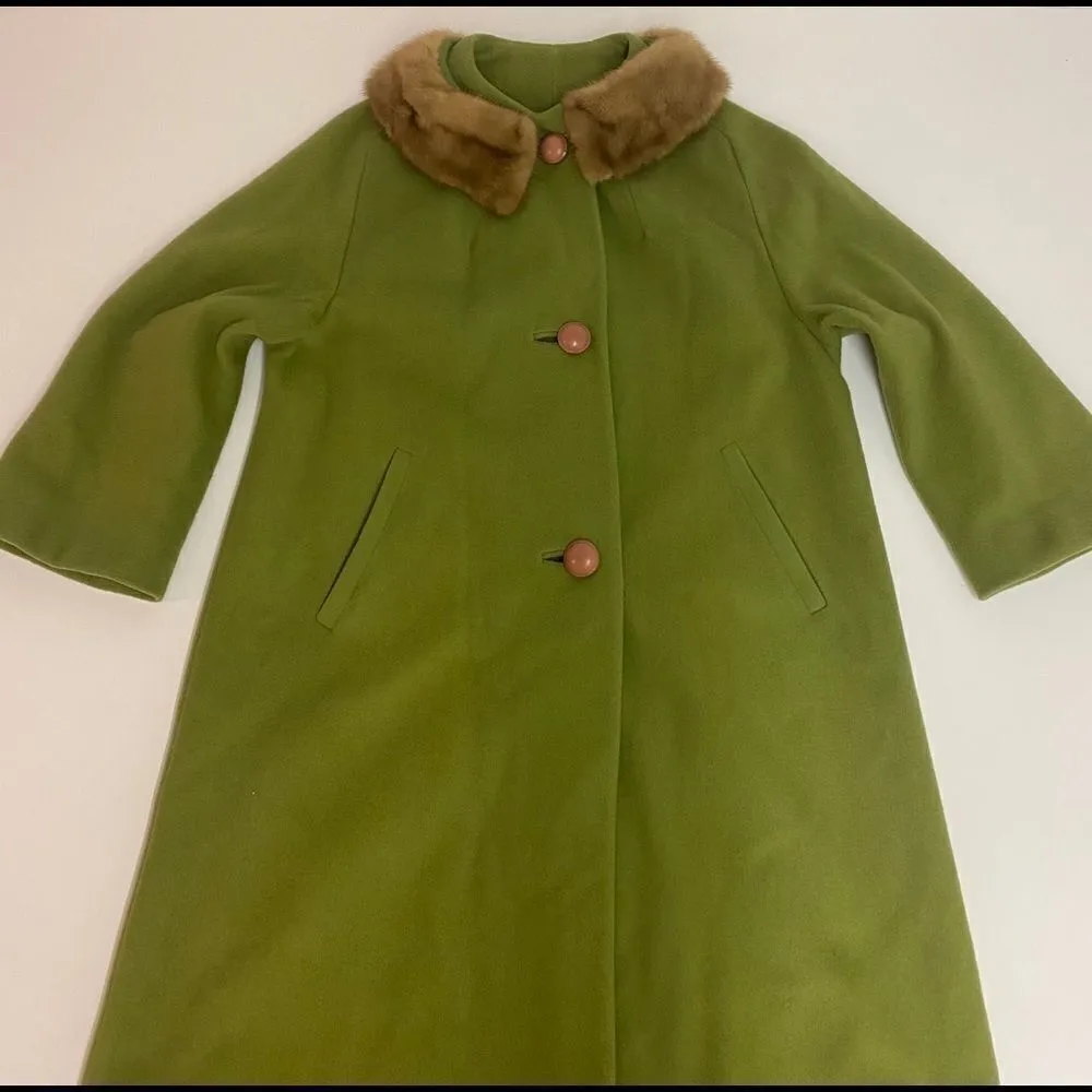 Vintage Marvelous Mrs Maisel Cashmere Coat Green Size L - Image 4