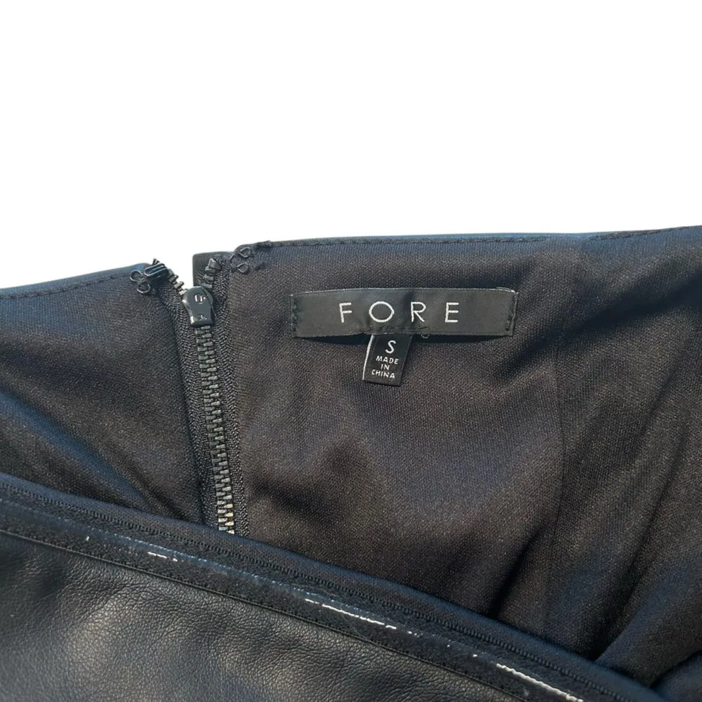 Fore Size S Faux‎ Leather Tube Top Black Cropped Going Out Top Baddie Cocktail - Image 4