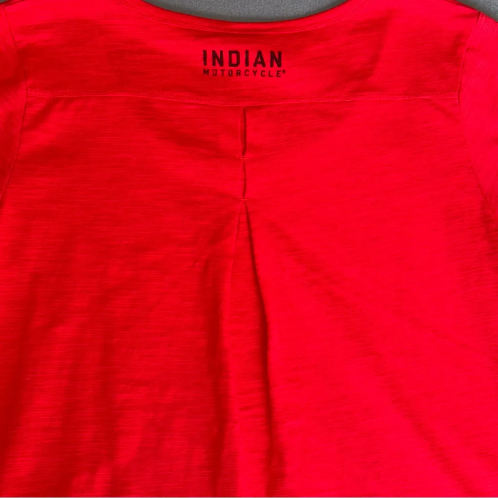 NEW Indian Motorcycle Red Women's Back Pleat relaxed fit Short‎ Sleeve Tee Large - Image 10