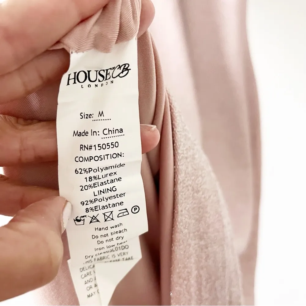 House of CB London Sleeveless Mock Neck Midi Dress in Sparkle Pink - Image 5