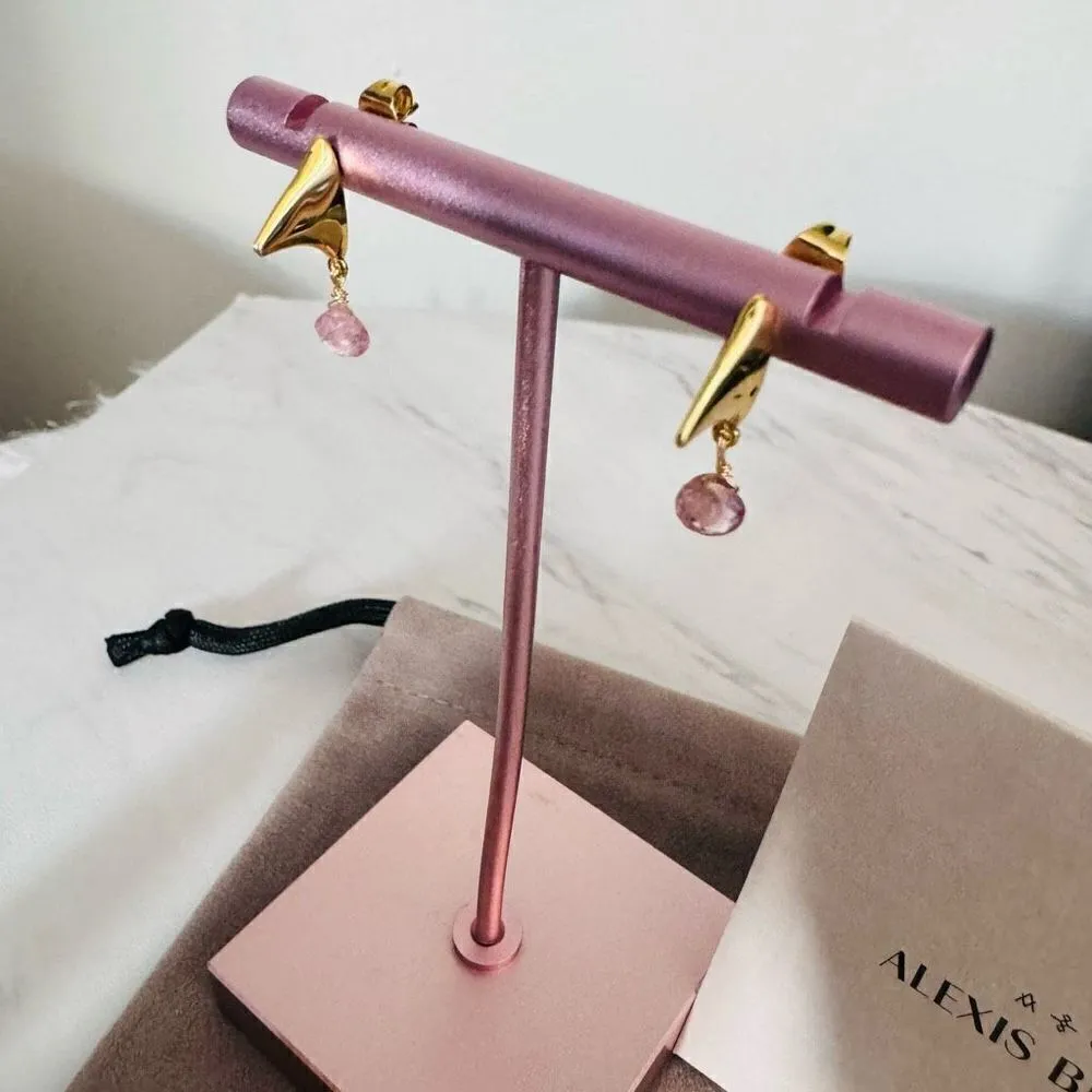 Alexas Bittar Asterales Thorn 14K Goldplated & Pink Tourmaline Drop Earrings NWT - Image 5