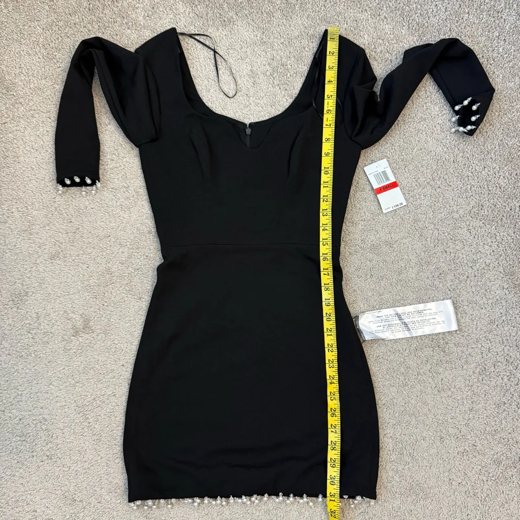 Dress The Population Ronin Pearl Trim Mini Dress Black XS - Image 13