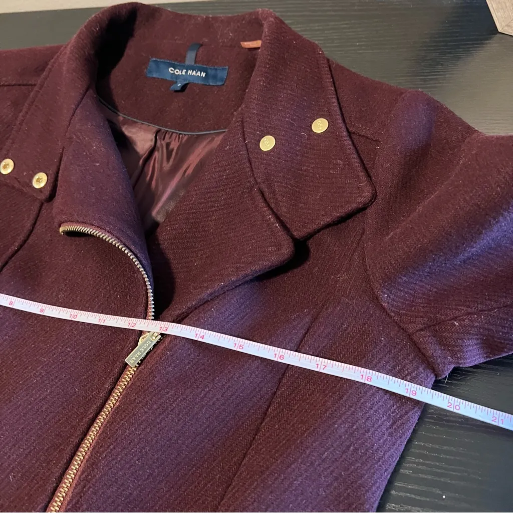 Cole Haan Maroon Wool Blend Winter Coat Women’s 8 - Image 16