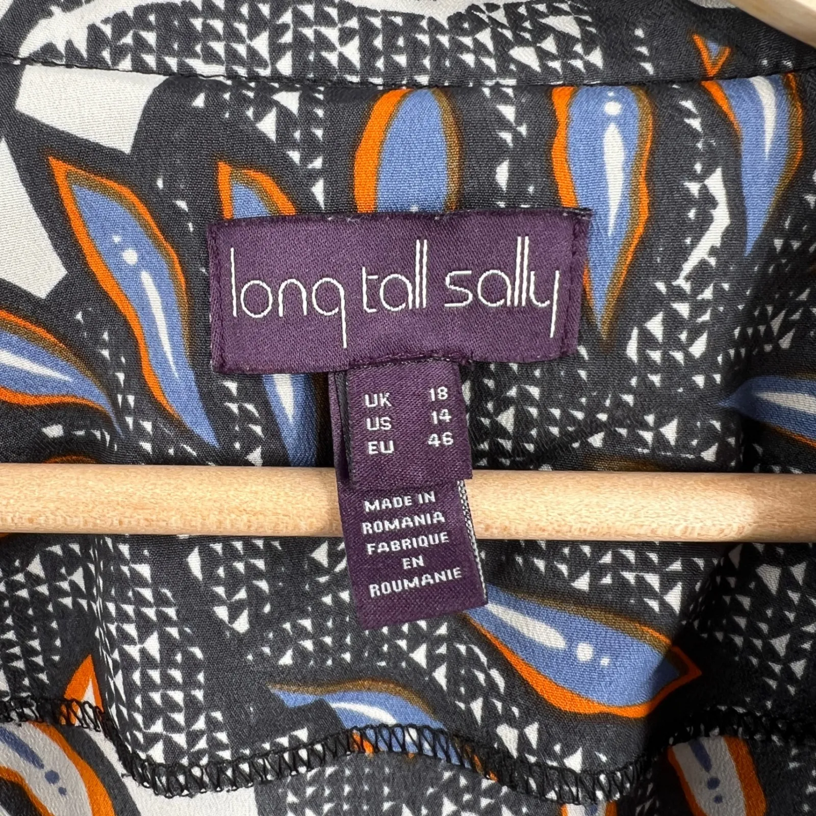 Long Tall Sally Women's Dress US 14 Leaf Print Short Sleeve Casual Black - Image 5