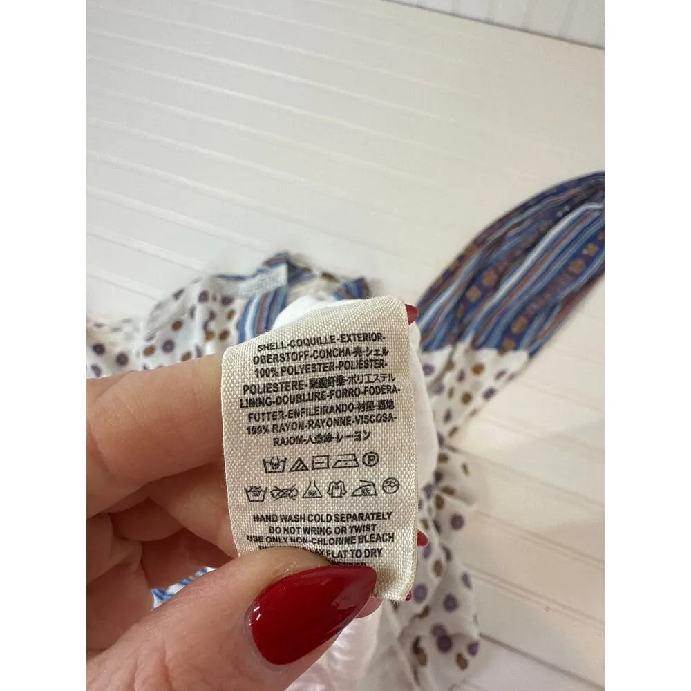 Free People Rain Shine Printed Lace-Up Swing Dress Floral Stripe Boho Mini Sz S - Image 8