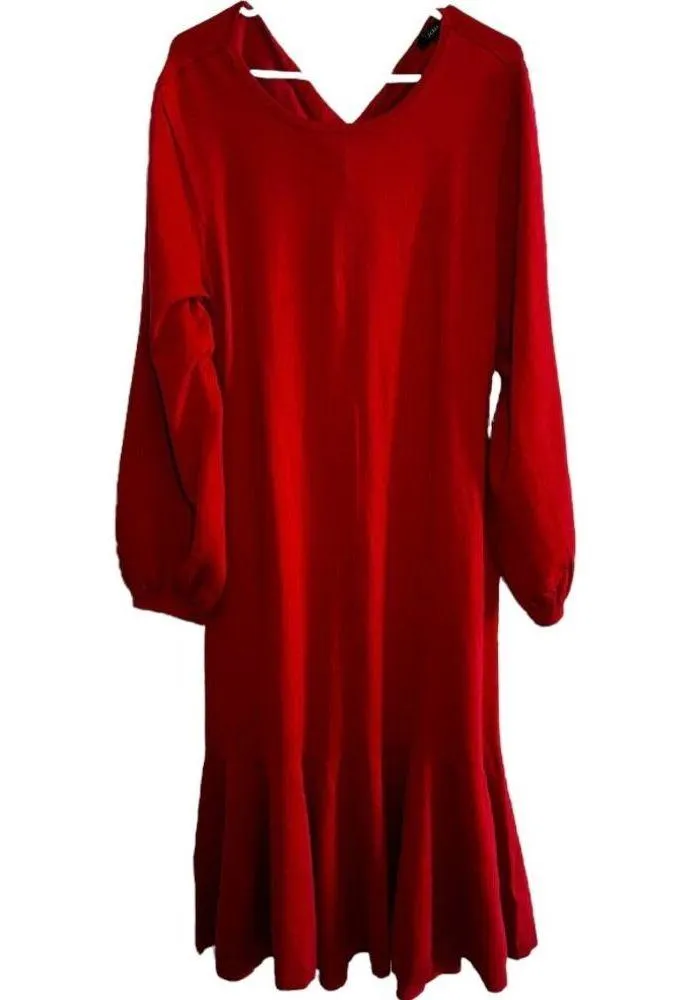 J. Crew Twist Back Sweater Dress A-Line Crewneck Balloon Sleeves Red XL NWT - Image 2