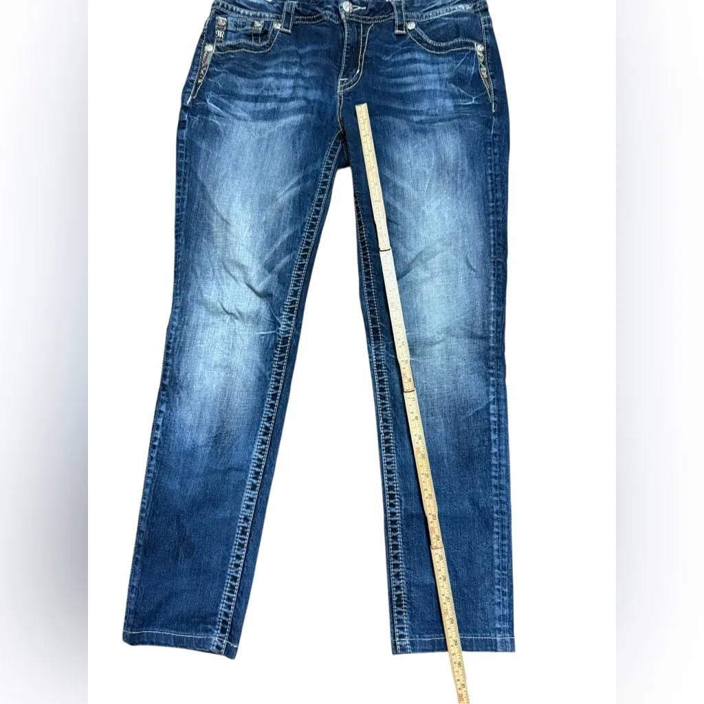 ✨Miss Me Bootcut Jeans Embellished Angel Wings Pockets MidRise Easy Skinny Sz 31 - Image 11