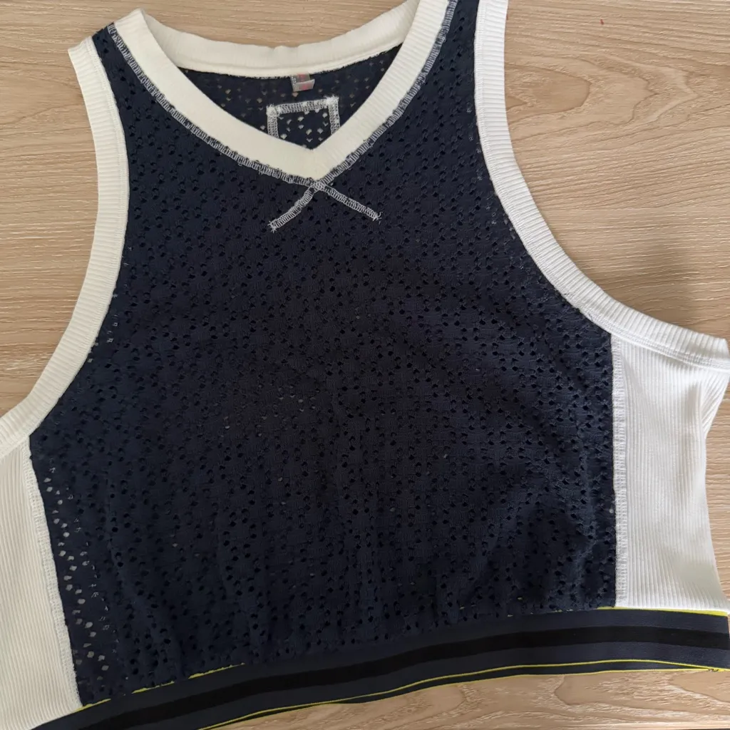 Free People Movement XL Slam Dunk Top Navy White Basketball Jersey streetwear - Image 7