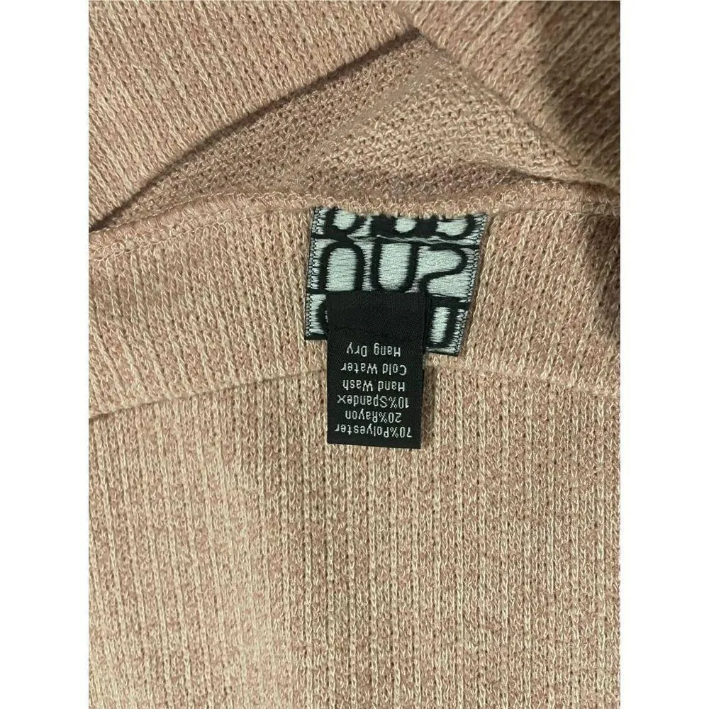 Clara Sun Woo light pink Vneck sweater sz small split hem ribbed knit - Image 10