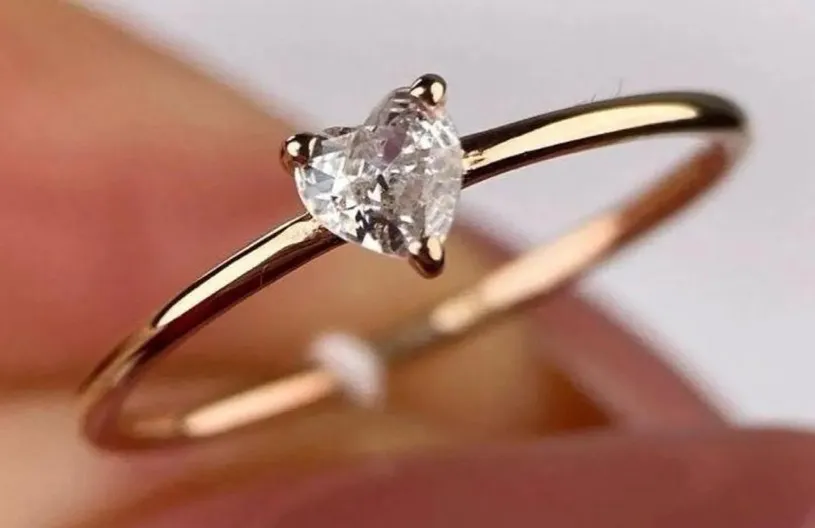 18K crystal heart love ring - Image 5