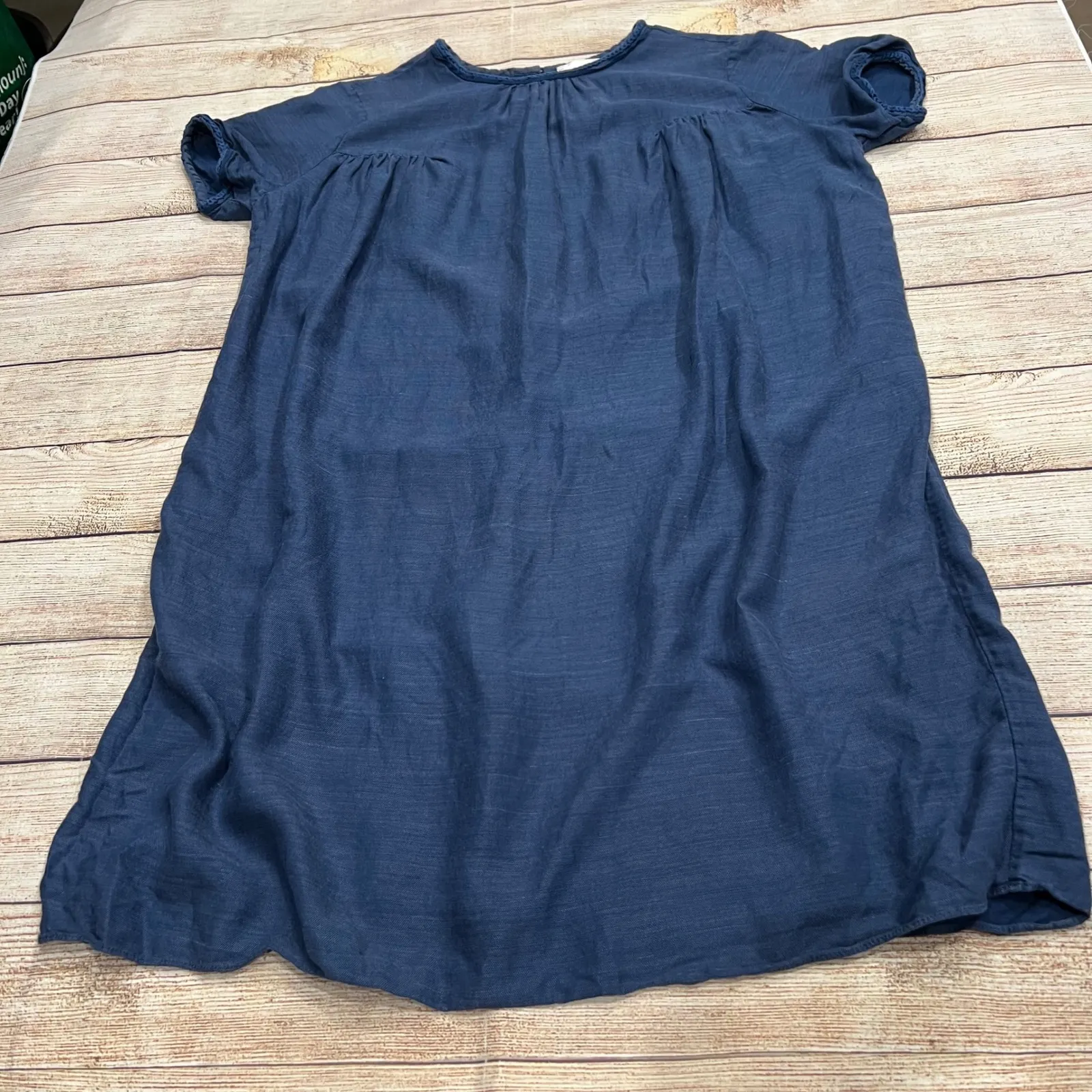 Aritzia Wilfred Le Fou Blue Linen Blend Tunic Dress Size S Short Sleeve Casual - Image 3