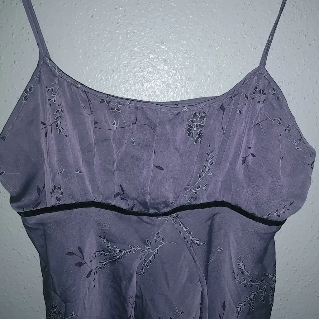 California Dynasty L Intimates Engraved Satin Camisole Top in Light Lavender Purple Size L - Image 2