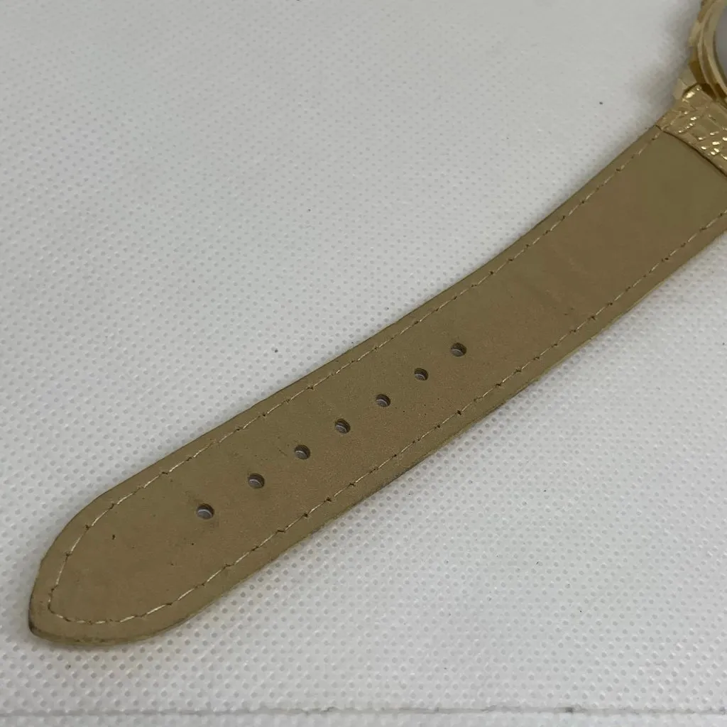 BT women’s gold tone watch quartz 42mm round case analog leather running - Image 7