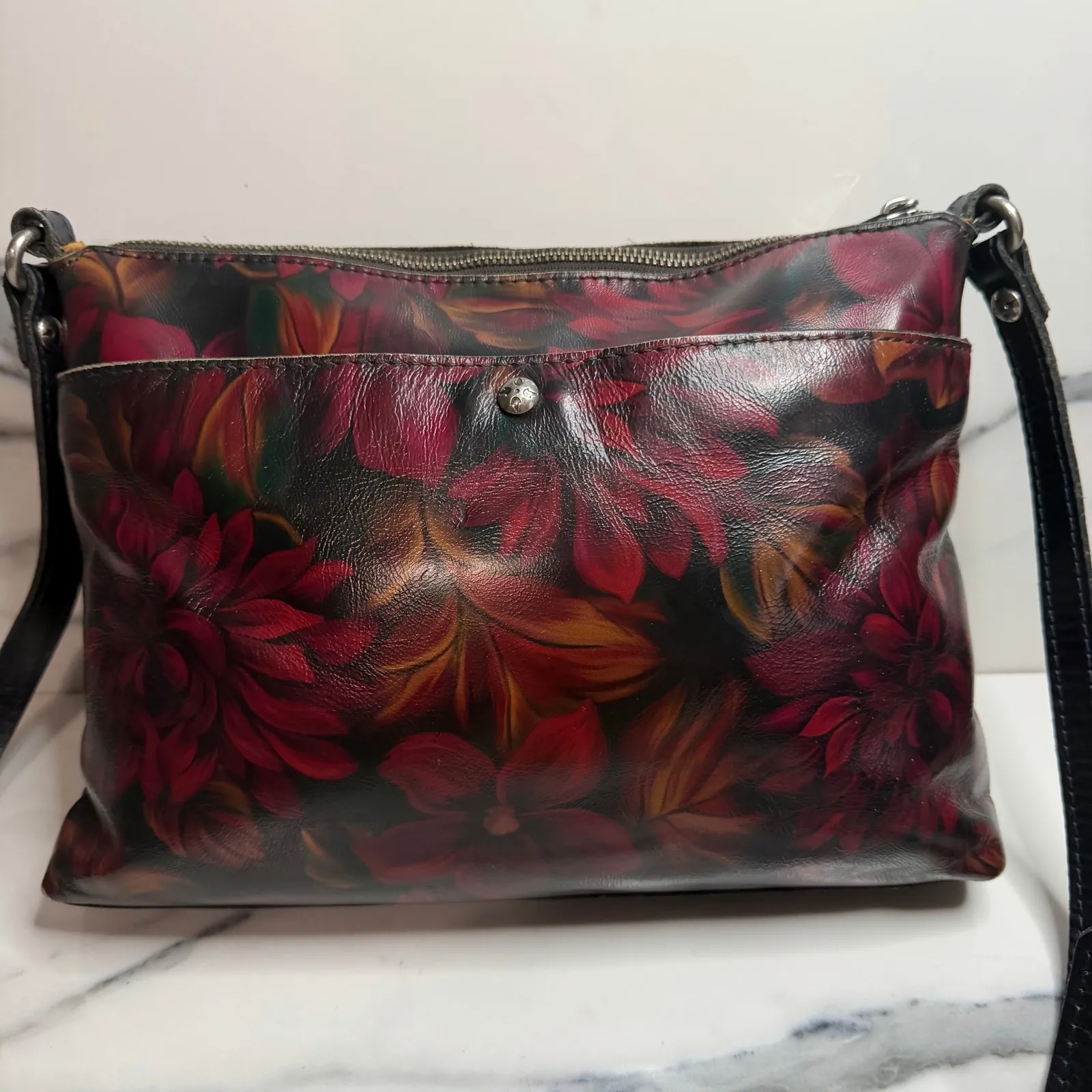 Patricia Nash Women's Kirby East West Leather Crossbody Rustic Mums Pattern FLAW - Image 3