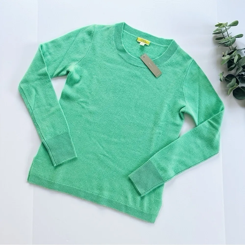 NEW J.Crew Women’s Cashmere Classic Fit Mint Green Crew Neck Sweater XXS - Image 6