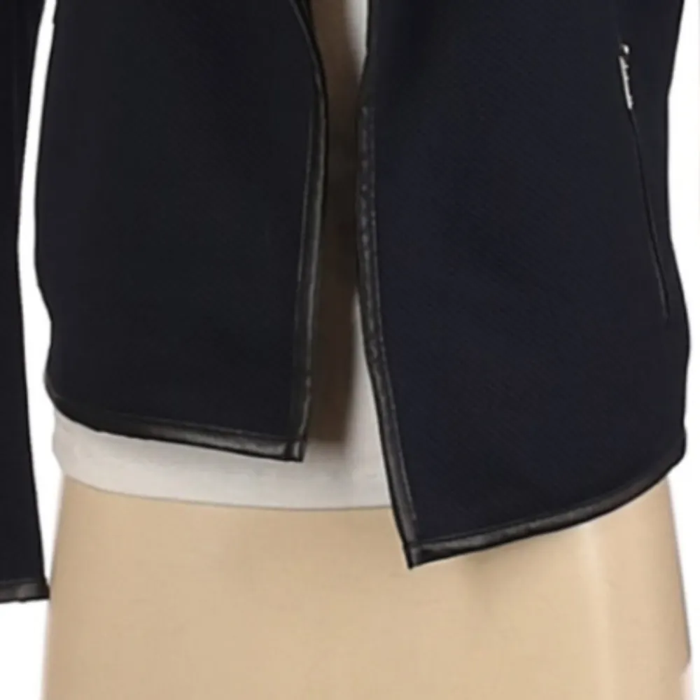 Calvin Klein Blue Open Front Basket Weave Moto Jacket - Image 8