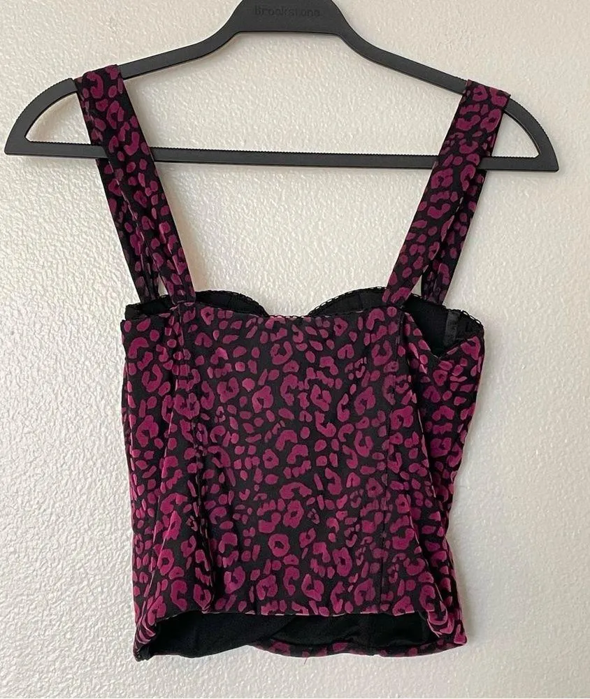 NBD Revolve Bustier Top in Magenta Pink & Black Leopard Print Velvet Size XS - Image 7