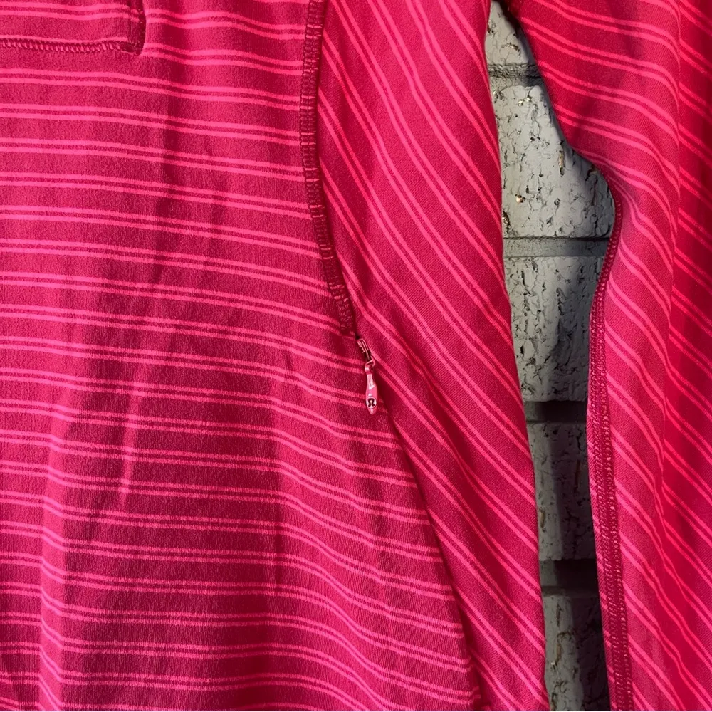 Lululemon Think Fast Pullover Pink Stripes 1/4 Zip Size 4 - Image 7