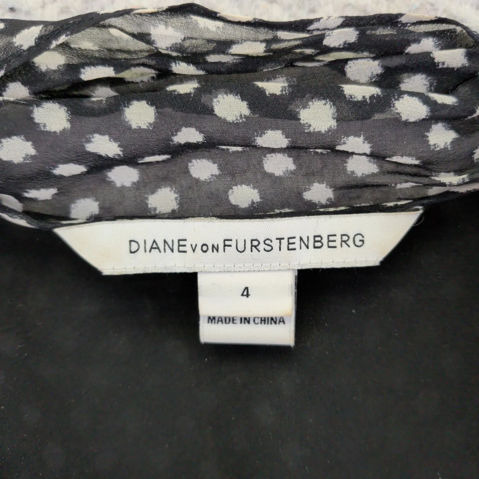 Diane von Furstenberg Arabella DVF Black White Polka Dot Silk Sheath Dress Sz 4 - Image 3