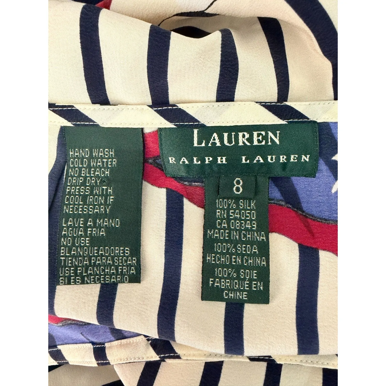 Lauren Ralph Lauren Vintage Nautical Silk Wrap Skirt Size 8 - Image 2