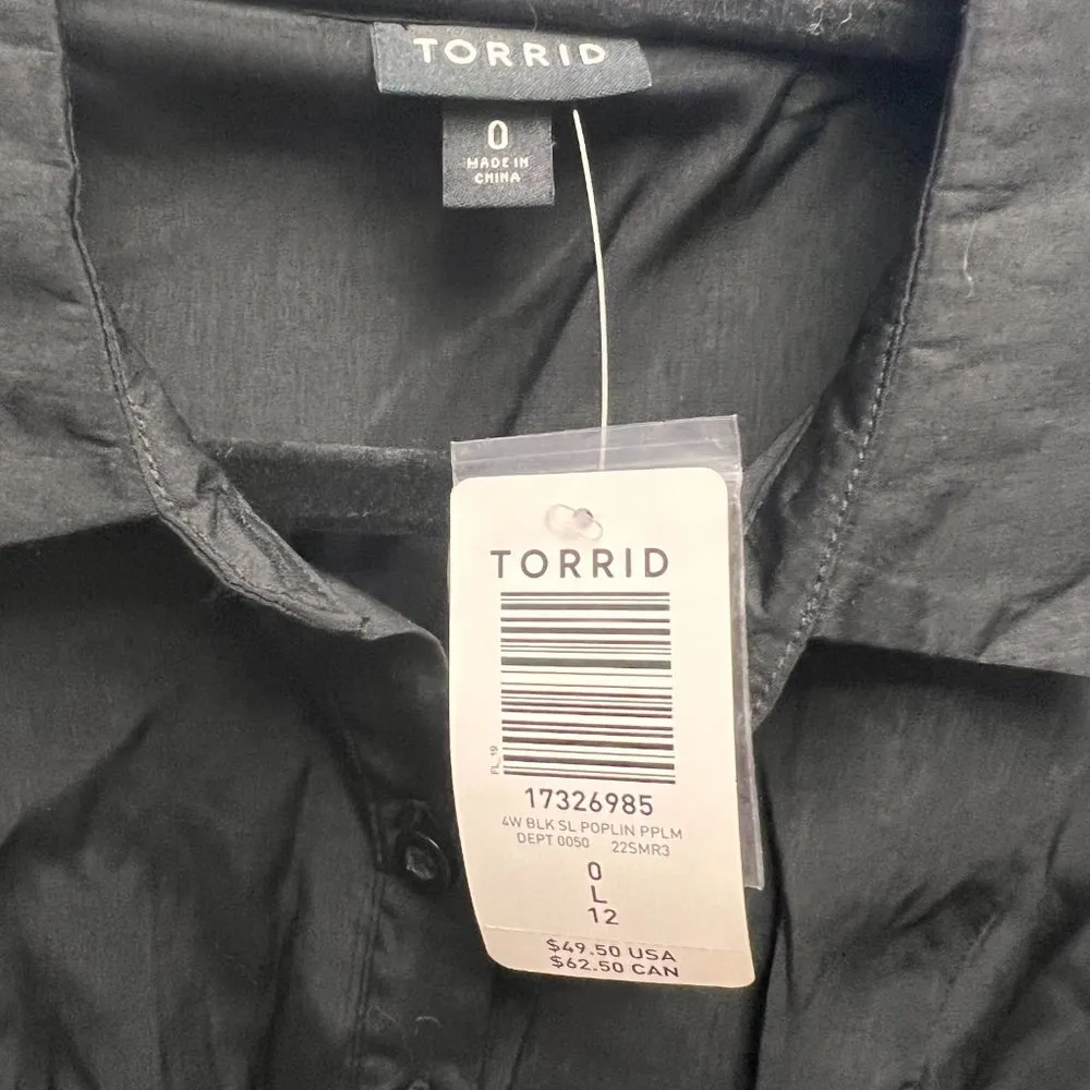 TORRID NWT Black Baby doll Poplin Button Down Top size 0 (12) - Image 4