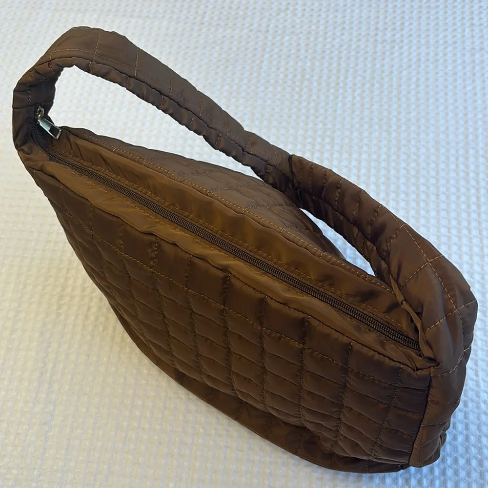 NEW! Brown Quilted Tote Bag Lightweight Nylon Oversized Active Boho Streetwear - Image 5