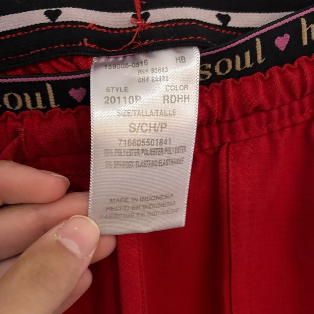 HeartSoul Red Scrub Top and bottoms - Image 4