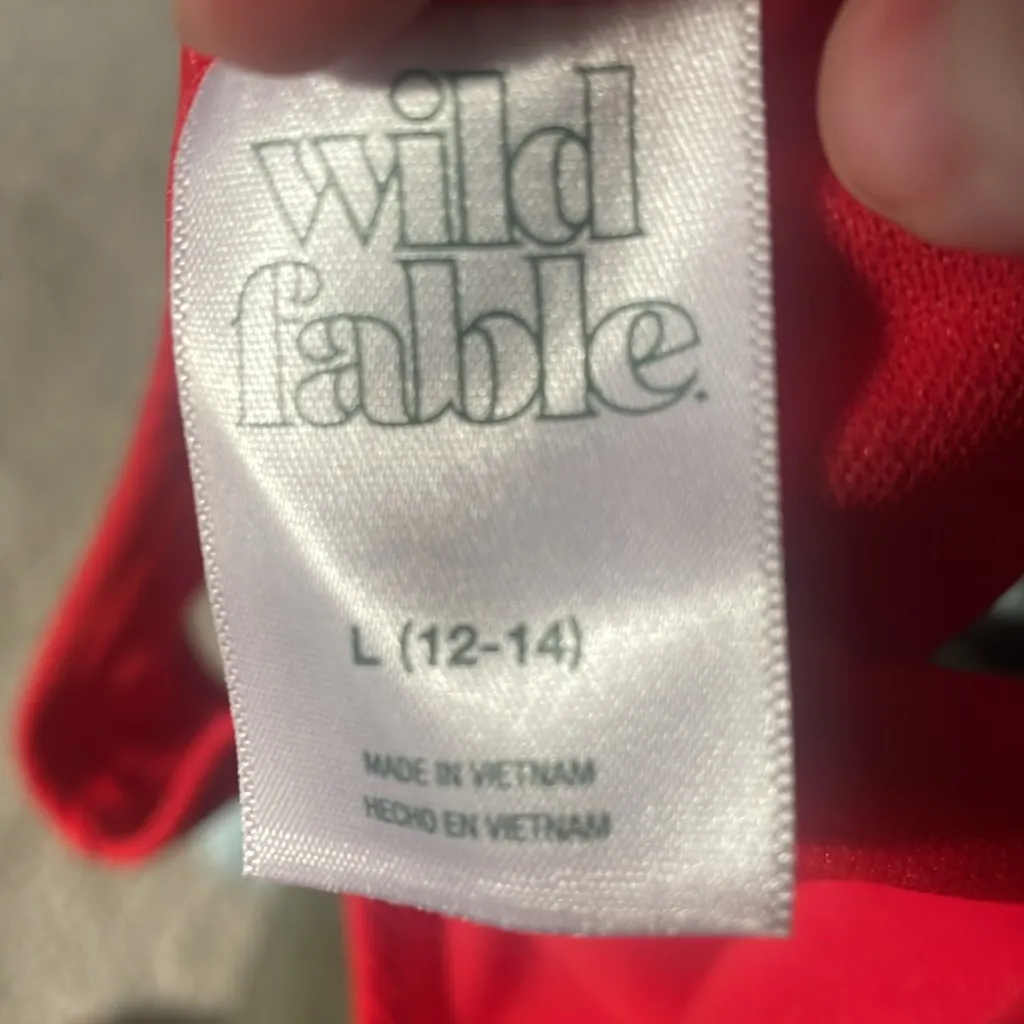 Wild fable ribbed ridged low rise cheeky swim bottoms cheery red L new - Image 4