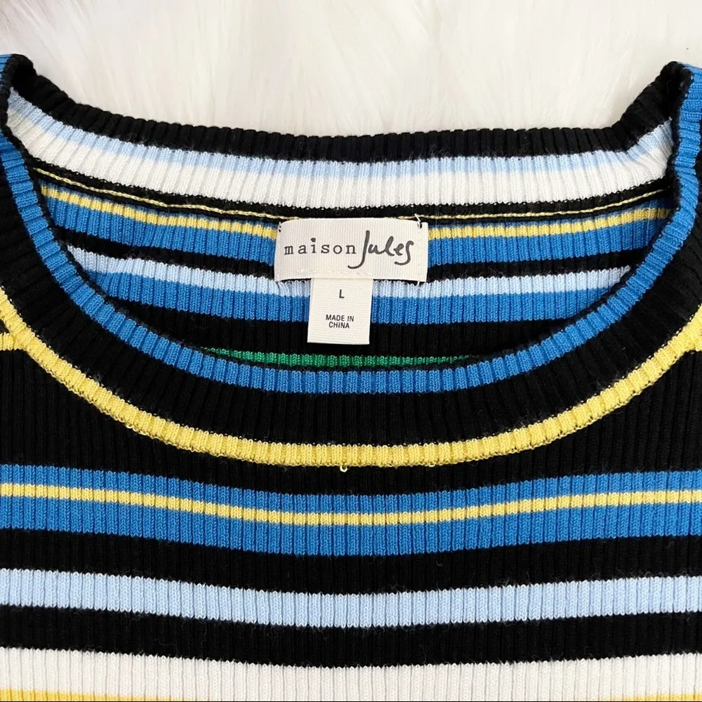 Maison Jules Colorful Striped A-Line Sweater Dress - Image 5