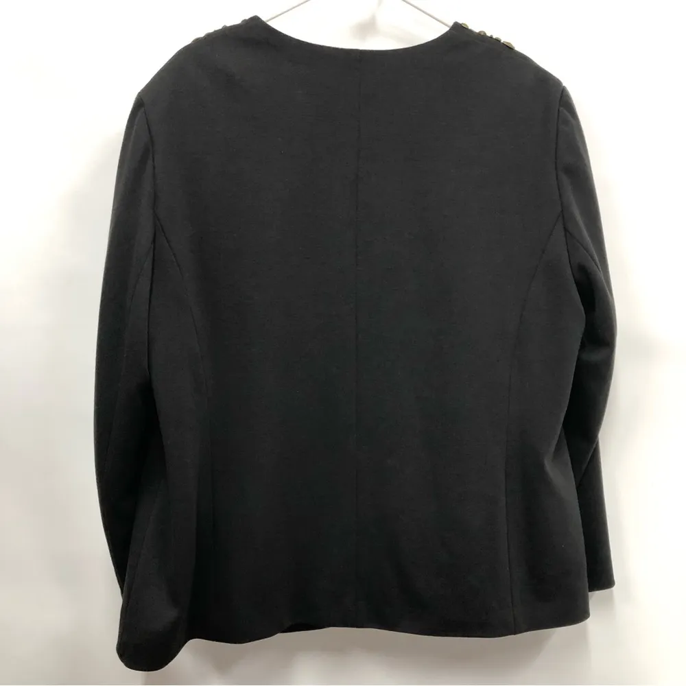 Alfred Dunner Black beaded Blazer Size 18W open front w/shoulder pads - Image 2