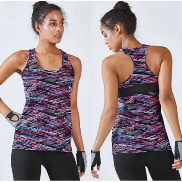 Fabletics Purple Digital Print Mary Racerbank Tank Sz XXS - Image 2