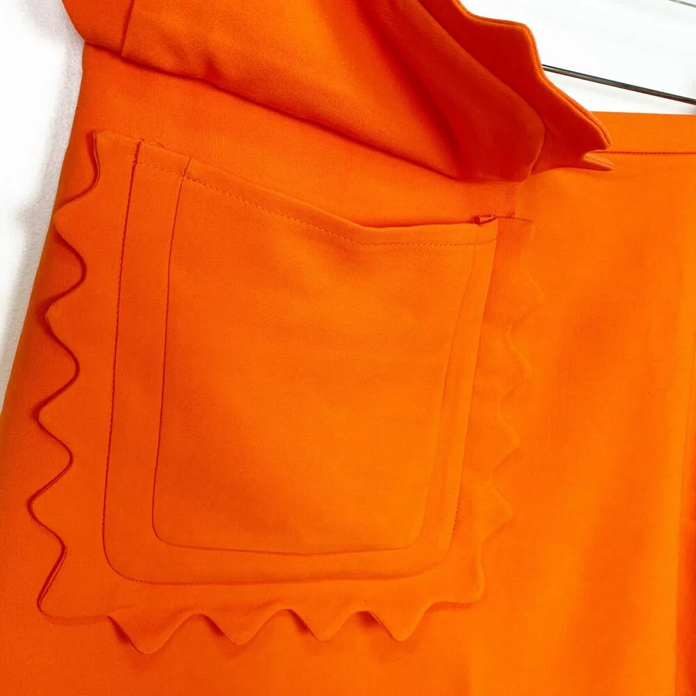 NWT Victoria Beckham Tarjeta Orange Scallop Pocket Stretch Knit Mini Skirt L - Image 6