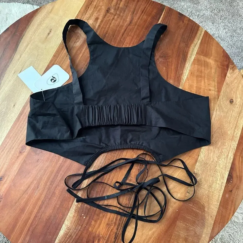 ELODIE Size XL Black Crop Top Wrap Tank Street Wear Soft‎ Grunge Casual - Image 4