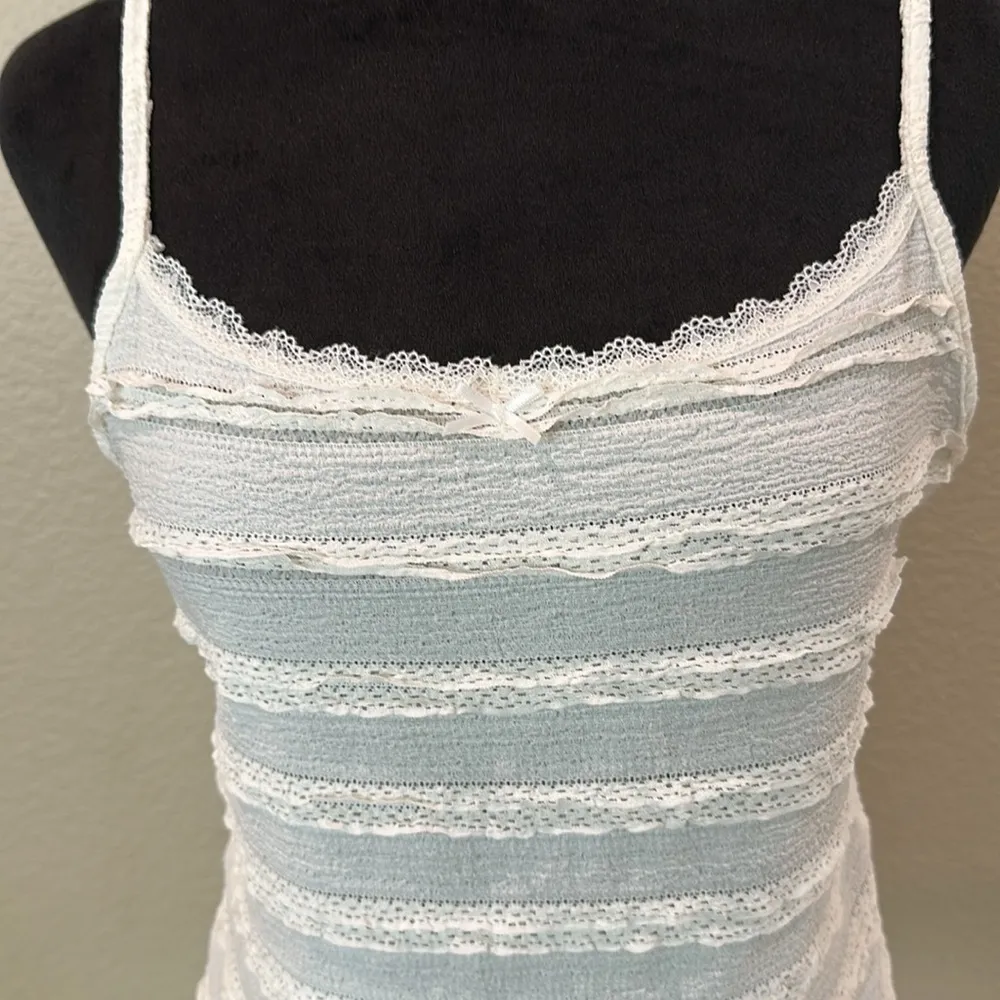 Women's White Lace Trim Tank Top Size L - Image 3