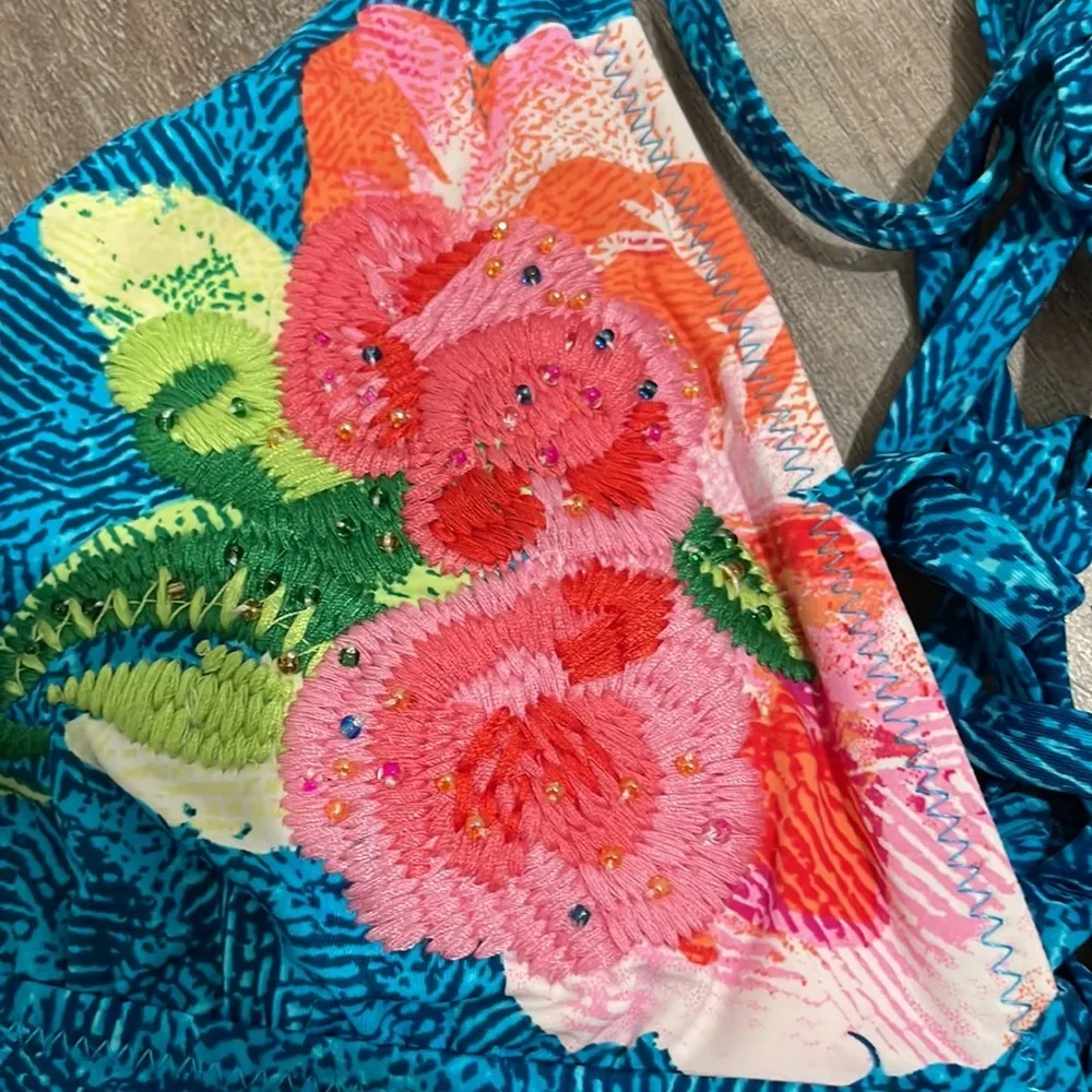 Vera Bradley bikini top embroidered floral strap medium 8-10 - Image 7
