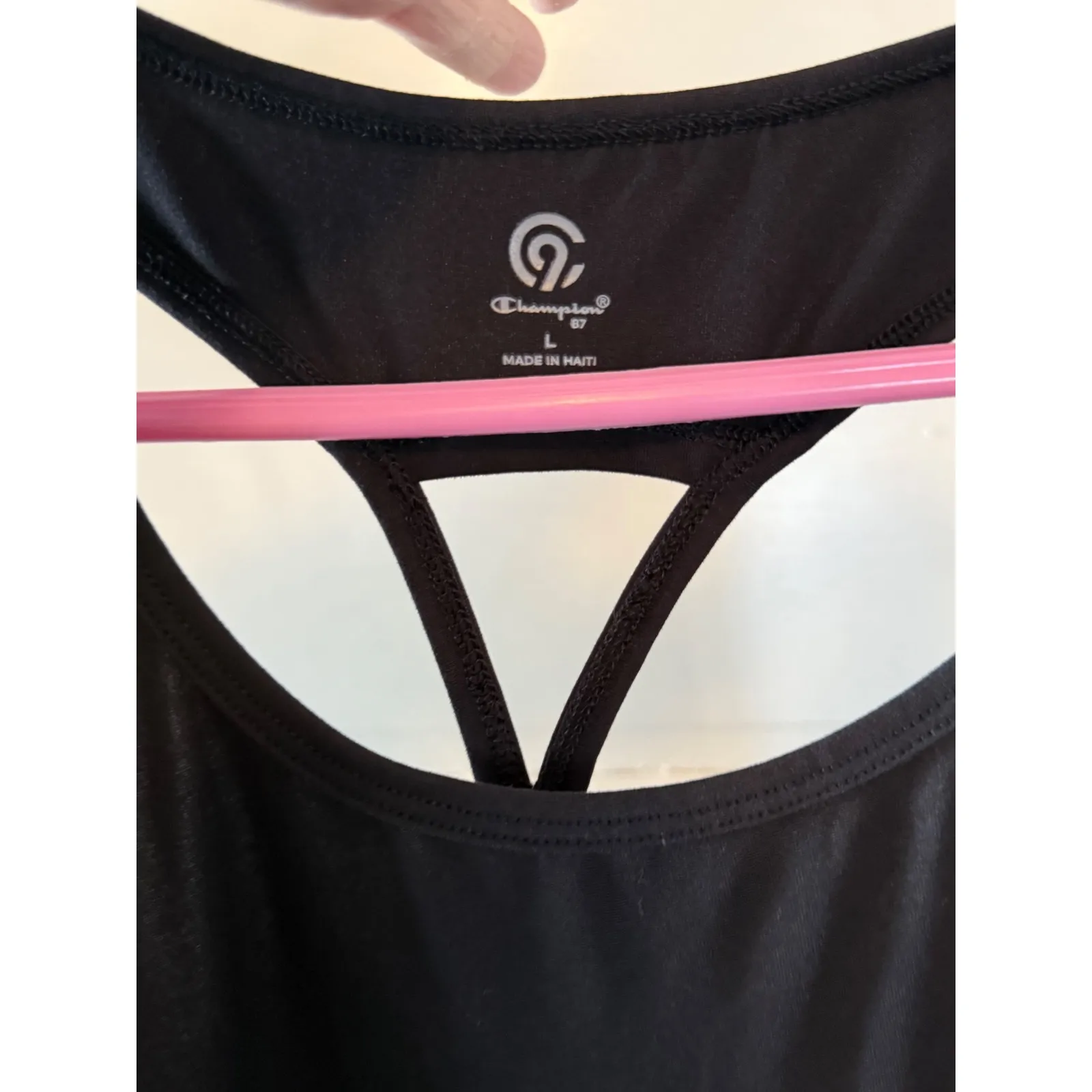 Champion Black Racerback Tank Top Athletic Workout Athleisure Size L - Image 4