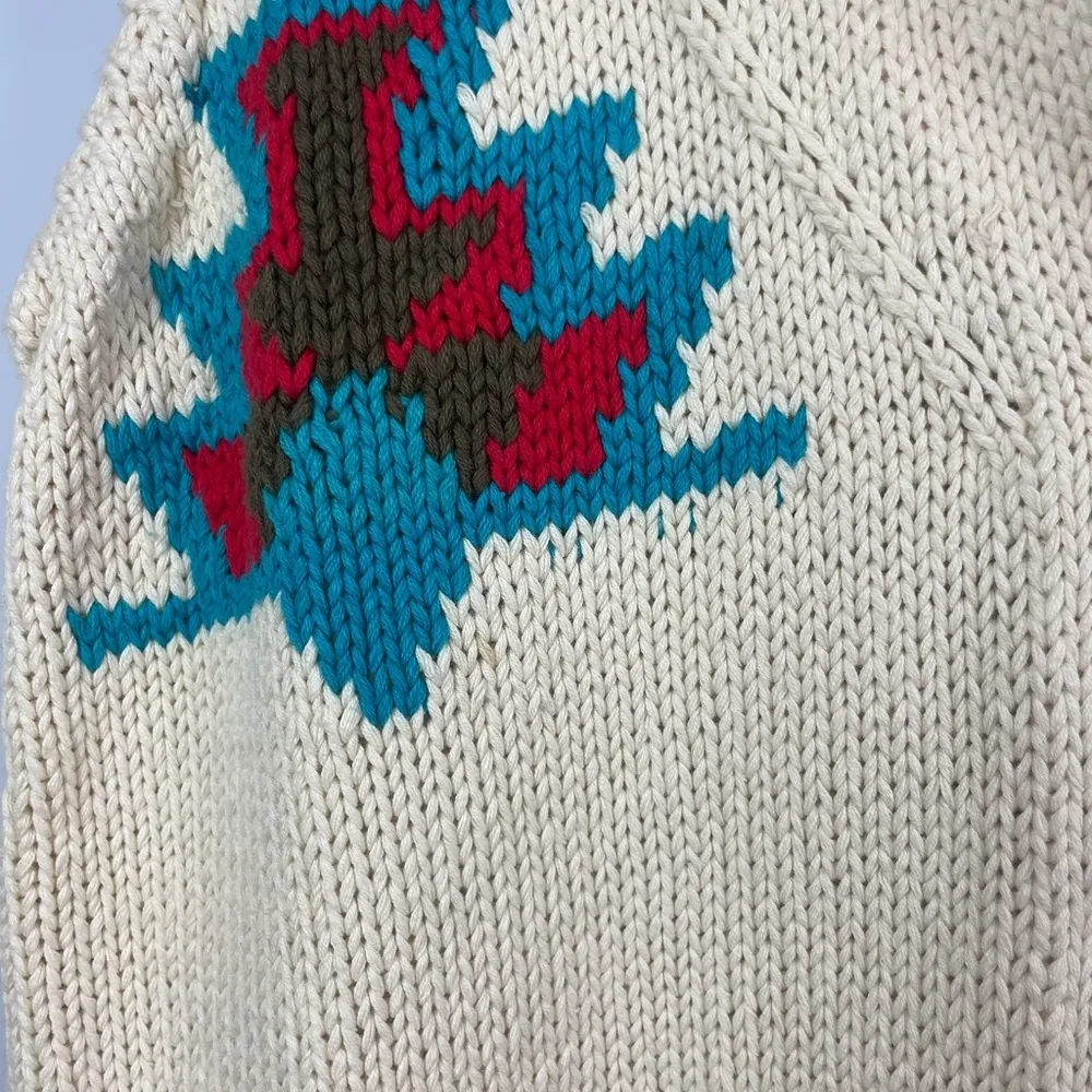 Jason Younger Cream Blue Aztec Western Print Knit‎ Vest Size M - Image 2