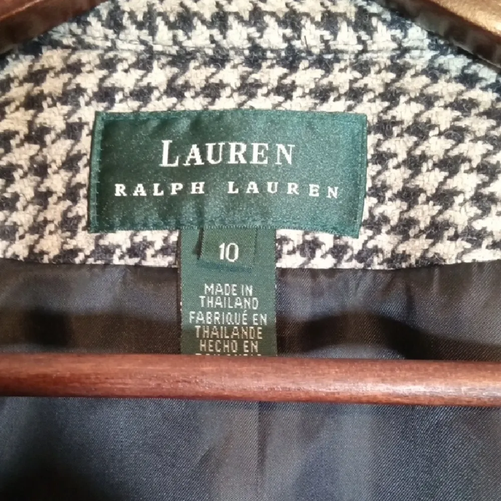 Lauren Ralph Lauren Silk Wool Classic Houndstooth Dark Academia Teacher Sz 10 - Image 5
