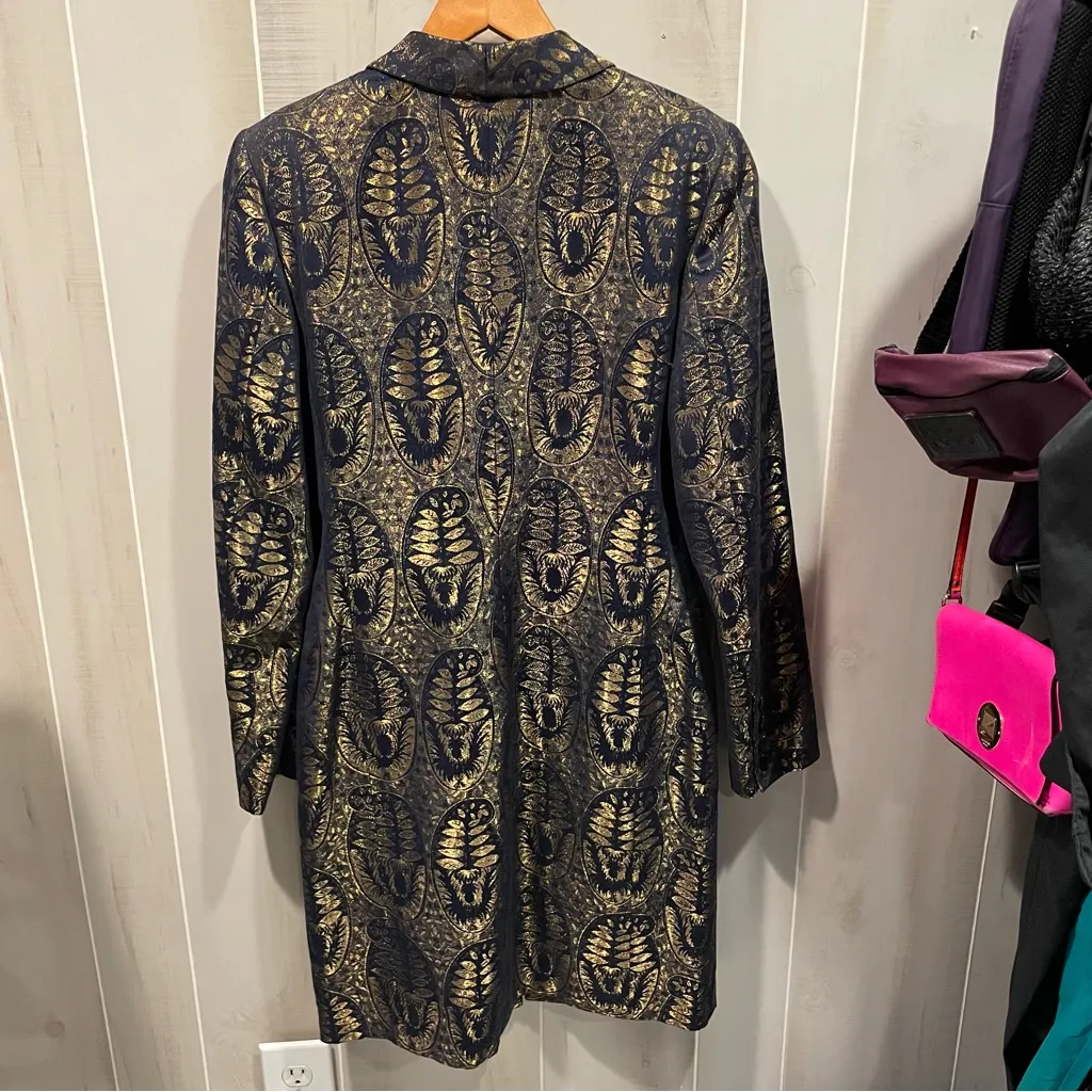 Stunning vintage 90s baroque celestial moon magic Ozbek luxury long blazer Italy Blue Size 8 - Image 11