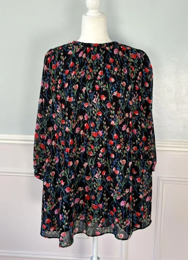 Zara The Annie Dress Floral Pleated Mini Flowy Dress XL Cottage Core Soft Girl - Image 4