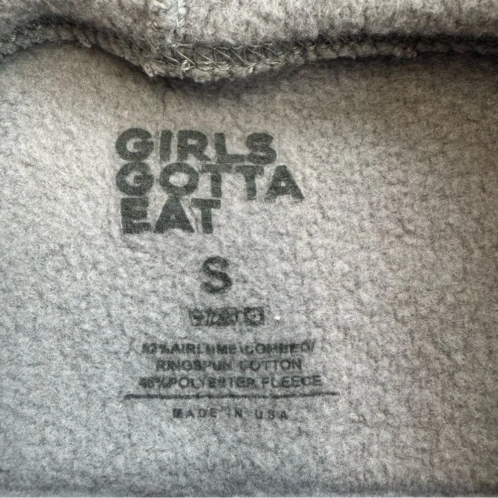 Girls Gotta Eat Women's Oversized Cropped Pullover Hoodie S SM Small Grey Gray White - Image 11